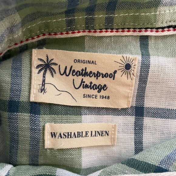 Original Weatherproof Vintage Washable Linen Plaid Button Down‎ Shirt, Size XXL - Picture 3 of 5